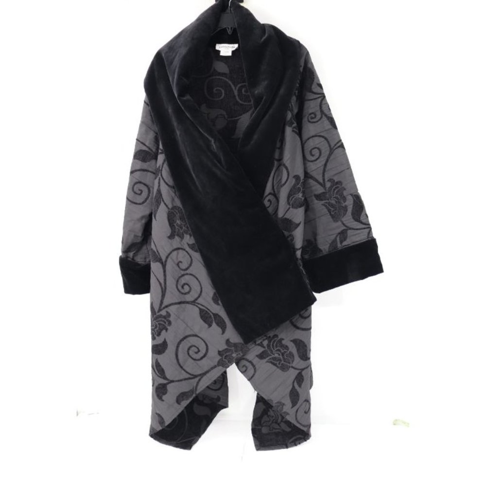 Cottonade Paris cardigan Womens 2 Wanz Asymmetrical Black Wrap Jacket velour